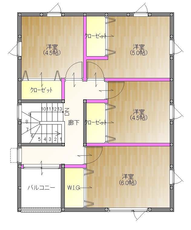 仙台市で30坪4ldkの間取りの注文住宅 ゆったりリビングで家族がくつろげる家の間取りプラン 仙台市で30坪 35坪の間取り でおしゃれな家の注文住宅はアルボスの家