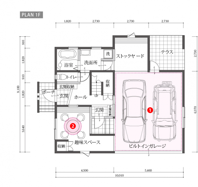 仙台市で50坪2ldkの間取り 大型ビルトインガレージとオーシャンビューを満喫できるワイドリビング 仙台市で30坪 35坪の間取り でおしゃれな家の注文住宅はアルボスの家