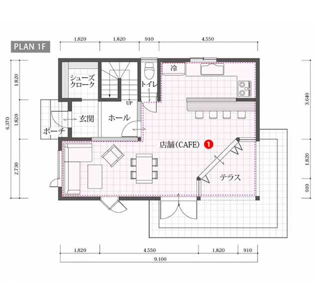 仙台市35坪で1階店舗2階2ldkの間取り 店舗付き住宅という新しい暮らしの提案 仙台市で30坪 35坪の間取りでおしゃれな家 の注文住宅はアルボスの家