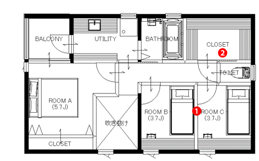 仙台市で29坪3ldkの間取りの長期優良住宅 アイランドキッチンと大空間のリビング ダイニングで家族団らんの家 仙台市で30坪 35坪の間取り でおしゃれな家の注文住宅はアルボスの家