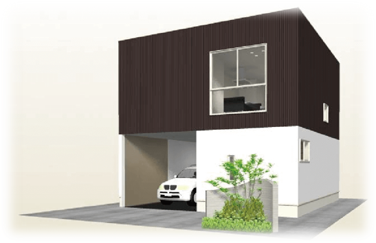 仙台市で32坪2LDKの間取りのガレージハウス：大空間とガレージで趣味を楽しむ家